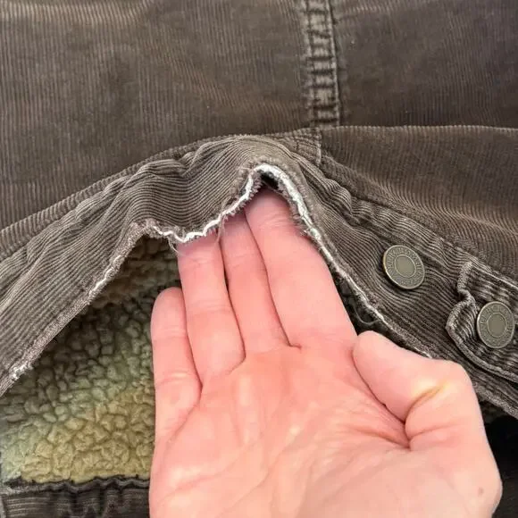 VTG 90s Abercrombie Fitch Corduroy Trucker Jacket Sherpa Lined Brown Men Medium - Picture 8 of 11